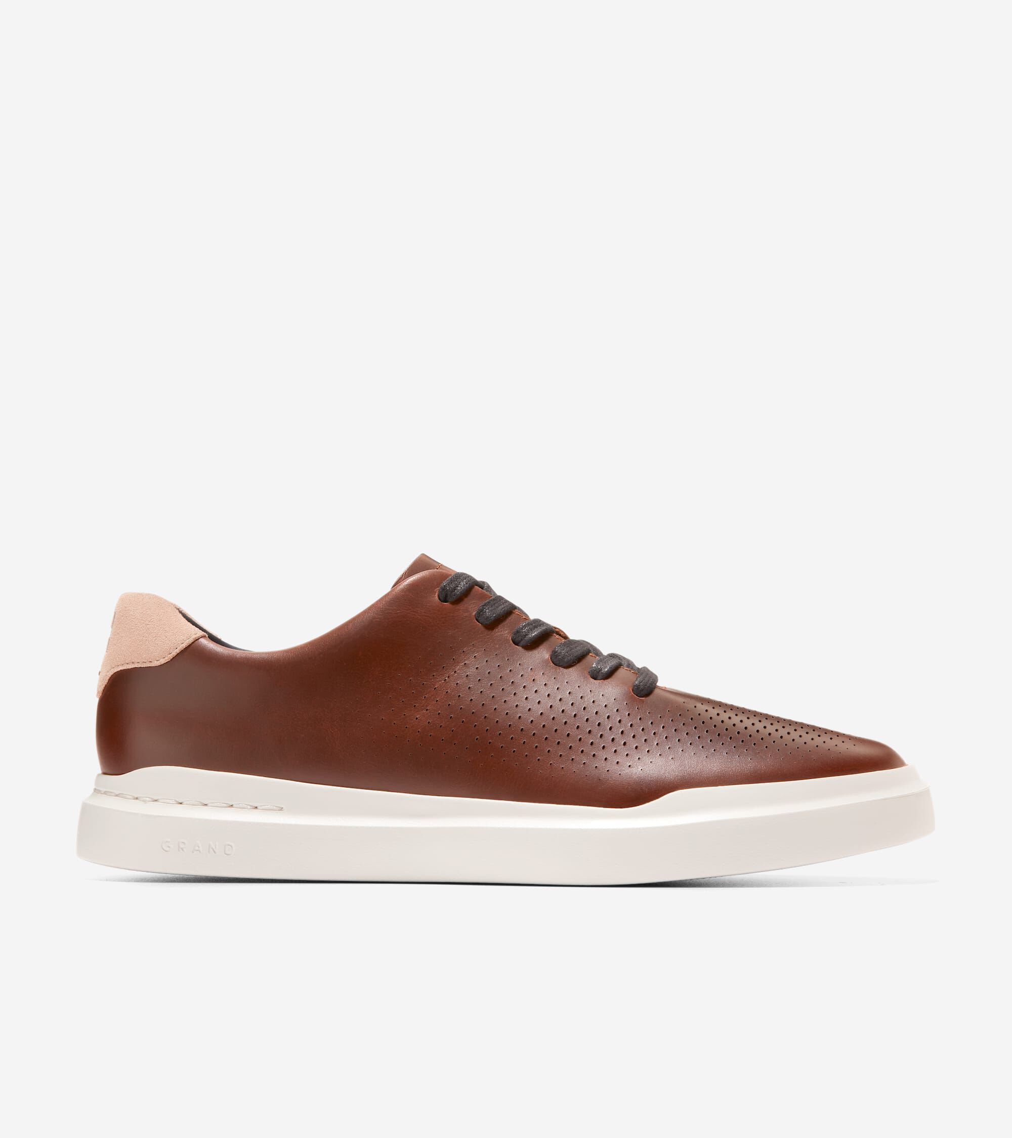 Men s GrandPr Rally Laser Cut Sneakers in Brown Cole Haan